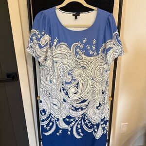 Talbots Blue and White Floral Design Dress